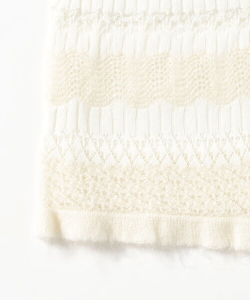 Ray BEAMS（レイビームス）の「ボーダー レース編み ベスト（ベスト・レディース・オフホワイト/レッド・ONE SIZE）」の13枚目の写真