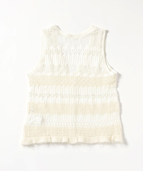 Ray BEAMS（レイビームス）の「ボーダー レース編み ベスト（ベスト・レディース・オフホワイト/レッド・ONE SIZE）」の14枚目の写真