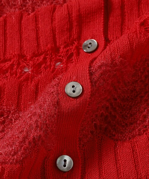 Ray BEAMS（レイビームス）の「ボーダー レース編み ベスト（ベスト・レディース・オフホワイト/レッド・ONE SIZE）」の18枚目の写真