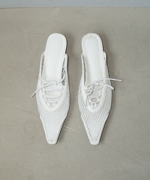 chuclla（チュクラ）の「メッシュレースアップ ポインテッドミュール chs25s010（その他シューズ・レディース・ホワイト/ブラック・39/38/37/36）」の18枚目の写真