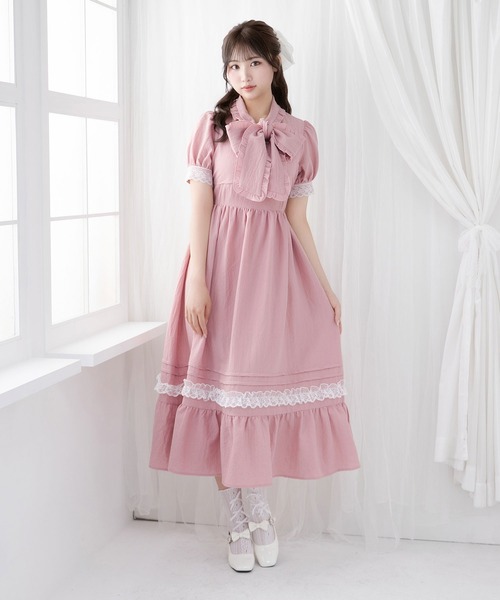 選べる襟ロマンティックレースワンピース【大きいサイズ有り