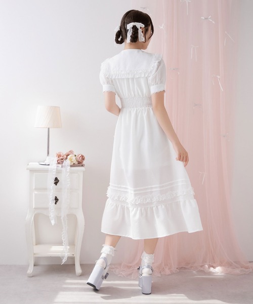 DearMyLoveRose（ディアマイラブローズ）の「選べる襟ロマンティックレースワンピース【大きいサイズ有り】（ワンピース・レディース・スモークピンク/ピンク系その他/ホワイト系その他/ホワイト・LARGE/MEDIUM/3L/LL）」の8枚目の写真