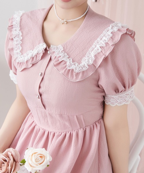 DearMyLoveRose（ディアマイラブローズ）の「選べる襟ロマンティックレースワンピース【大きいサイズ有り】（ワンピース・レディース・スモークピンク/ピンク系その他/ホワイト系その他/ホワイト・LARGE/MEDIUM/3L/LL）」の18枚目の写真