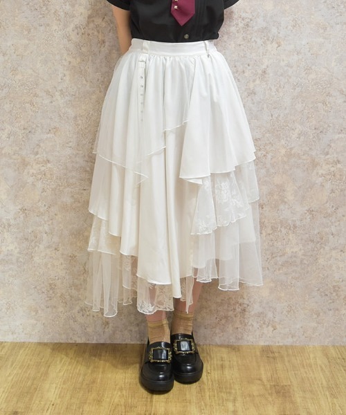 axes femme（アクシーズファム）の「異素材イレヘムロングスカート