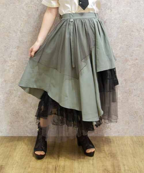 axes femme（アクシーズファム）の「異素材イレヘムロングスカート