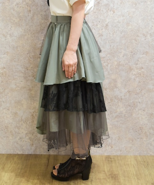axes femme（アクシーズファム）の「異素材イレヘムロングスカート