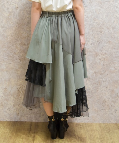 axes femme（アクシーズファム）の「異素材イレヘムロングスカート