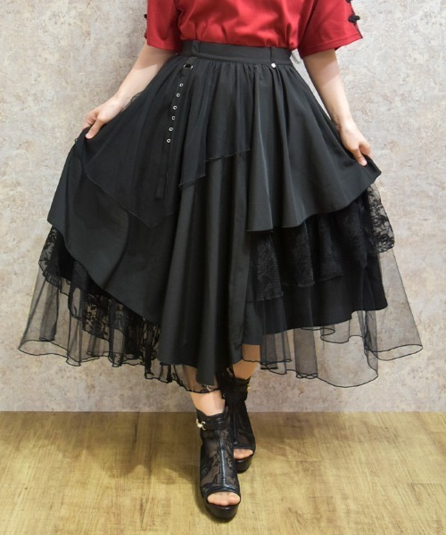 axes femme(アクシーズファム)の「異素材イレヘムロングスカート(スカート・レディース・ブラック/カーキ/ホワイト/パープル・FREE)」の11枚目の写真