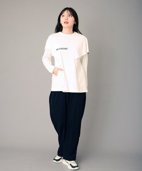 FLUMOR(フラマー)の「アシンメトリーデザインプリントTee(Tシャツ/カットソー・レディース・オフホワイト/ブラック・38)」の6枚目の写真