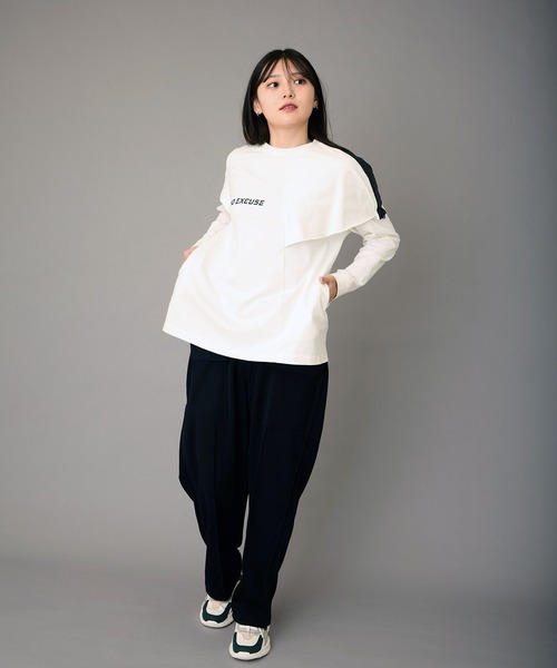 FLUMOR(フラマー)の「アシンメトリーデザインプリントTee(Tシャツ/カットソー・レディース・オフホワイト/ブラック・38)」の7枚目の写真