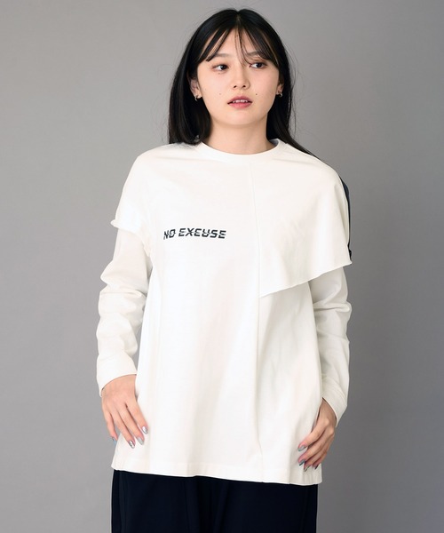 FLUMOR(フラマー)の「アシンメトリーデザインプリントTee(Tシャツ/カットソー・レディース・オフホワイト/ブラック・38)」の3枚目の写真