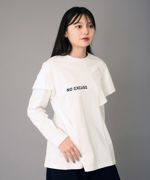 FLUMOR(フラマー)の「アシンメトリーデザインプリントTee(Tシャツ/カットソー・レディース・オフホワイト/ブラック・38)」の4枚目の写真