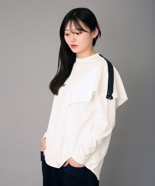 FLUMOR(フラマー)の「アシンメトリーデザインプリントTee(Tシャツ/カットソー・レディース・オフホワイト/ブラック・38)」の5枚目の写真