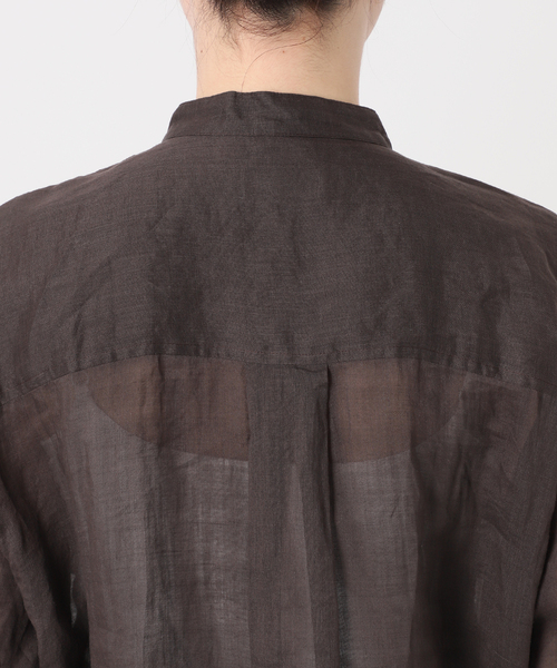 今期 新品 IENA イエナ 36 ラミーバンドカラーシャツ ブラウン 追加》ラミーバンドカラーシャツ（シャツ／ブラウス）｜IENA