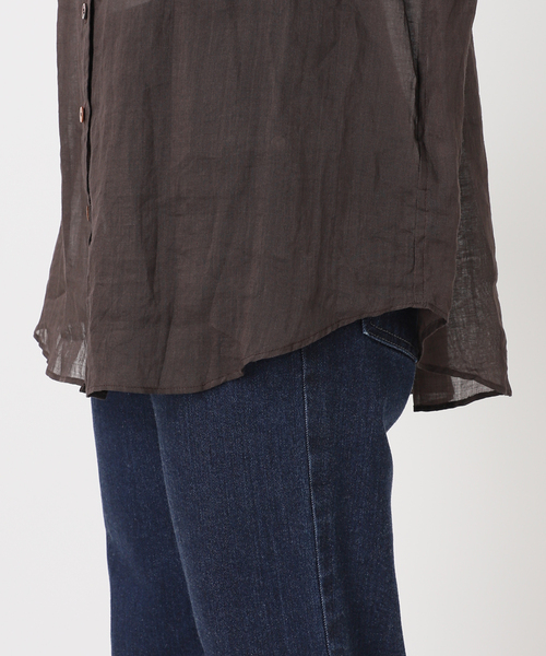 今期 新品 IENA イエナ 36 ラミーバンドカラーシャツ ブラウン 追加》ラミーバンドカラーシャツ（シャツ/ブラウス）｜IENA