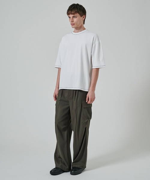 STUDIOUS（ステュディオス）の「【涼しいウール】COOL WOOL CARGO PANTS（カーゴパンツ・メンズ・ダークグリーン/ブラック・1/2）」の6枚目の写真