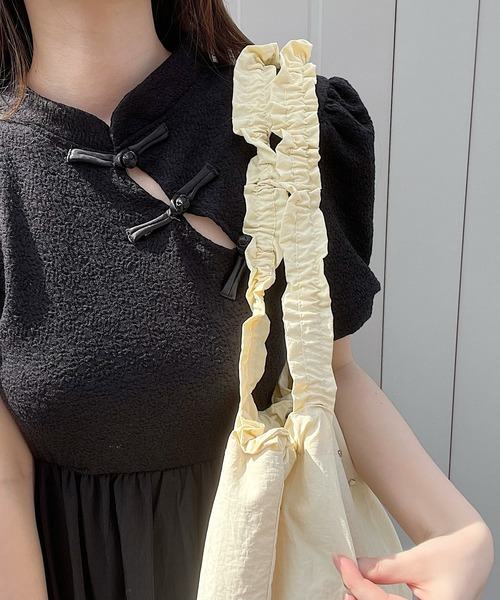 ⭐nana⭐ポケット巾着バッグ　Lulu large　ベージュ×ブラック nana様専用ポケット巾着バッグ Lulu large ベージュ×ブラック