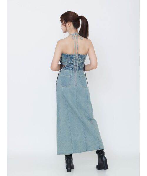 EATME（イートミー）の「サイドレースアップデニムワンピース（ワンピース・レディース・ブルー/ライトブルー・SMALL/MEDIUM）」の5枚目の写真