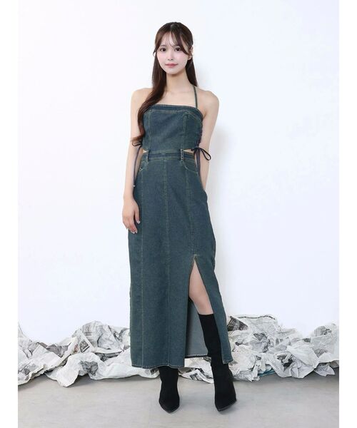 EATME（イートミー）の「サイドレースアップデニムワンピース（ワンピース・レディース・ブルー/ライトブルー・SMALL/MEDIUM）」の11枚目の写真