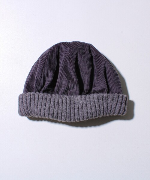 GLOSTER（グロスター）の「【GLOSTER/グロスター】コーデュロイ ロールワッチ ニット帽（ニットキャップ/ビーニー・メンズ・ブラック/グレー/ベージュ・FREE）」の2枚目の写真