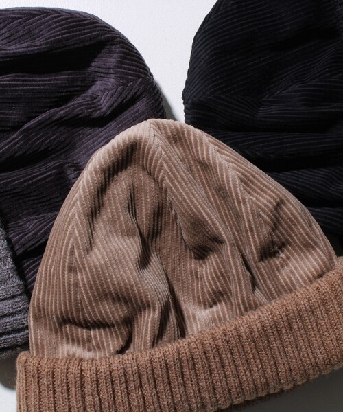 GLOSTER（グロスター）の「【GLOSTER/グロスター】コーデュロイ ロールワッチ ニット帽（ニットキャップ/ビーニー・メンズ・ブラック/グレー/ベージュ・FREE）」の4枚目の写真