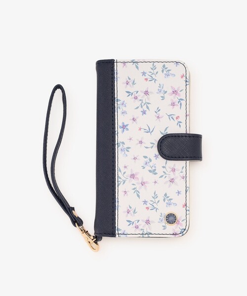 Afternoon Tea(アフタヌーンティー)の「フラワープリントiPhone15/14/13ケース(スマホケース/カバー・レディース・ネイビー/ベージュ・ONE SIZE)」の1枚目の写真