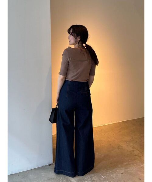 LAGUNAMOON(ラグナムーン)の「【POLO BCSコラボ】アシメカラーネックリブニットプルオーバー(ニット/セーター・レディース・ベージュ/アイボリー/ネイビー・FREE)」の7枚目の写真