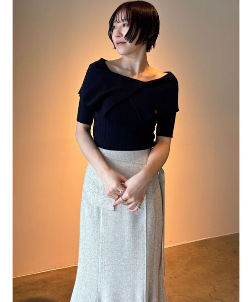 LAGUNAMOON(ラグナムーン)の「【POLO BCSコラボ】アシメカラーネックリブニットプルオーバー(ニット/セーター・レディース・ベージュ/アイボリー/ネイビー・FREE)」の8枚目の写真