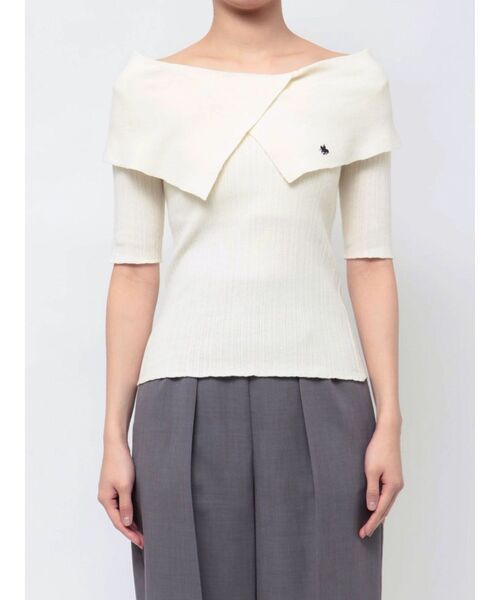 LAGUNAMOON(ラグナムーン)の「【POLO BCSコラボ】アシメカラーネックリブニットプルオーバー(ニット/セーター・レディース・ベージュ/アイボリー/ネイビー・FREE)」の21枚目の写真