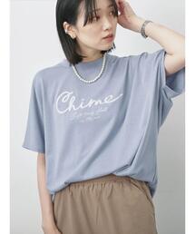 Samansa Mos2 blue | 【接触冷感】ドルマンギャザー刺繍Tシャツ(Tシャツ/カットソー)