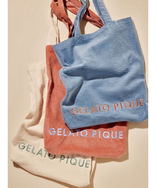 gelato pique(ジェラートピケ)の「コーデュロイトートバッグ(トートバッグ・レディース・ブルー/オフホワイト/オレンジ・F)」の14枚目の写真
