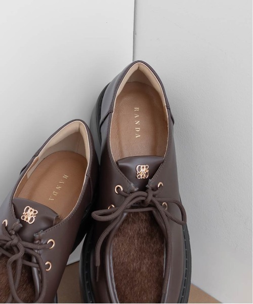 RANDA（ランダ）の「モノグラムレースアップローファー（ローファー・レディース・ブラック/ダークブラウン・S/M/L/LL）」の4枚目の写真