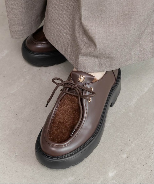 RANDA（ランダ）の「モノグラムレースアップローファー（ローファー・レディース・ブラック/ダークブラウン・S/M/L/LL）」の5枚目の写真