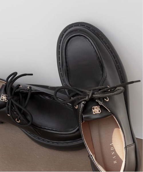 RANDA（ランダ）の「モノグラムレースアップローファー（ローファー・レディース・ブラック/ダークブラウン・S/M/L/LL）」の12枚目の写真
