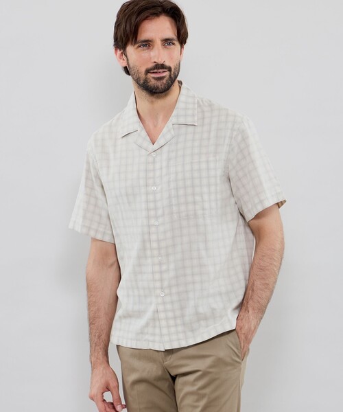 MACKINTOSH LONDON（マッキントッシュ ロンドン）の「ダブルガーゼチェックオープンカラーシャツ（シャツ/ブラウス・メンズ・ブルー/オフホワイト・L/M/XL）」の2枚目の写真
