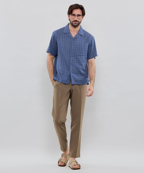 MACKINTOSH LONDON（マッキントッシュ ロンドン）の「ダブルガーゼチェックオープンカラーシャツ（シャツ/ブラウス・メンズ・ブルー/オフホワイト・L/M/XL）」の4枚目の写真