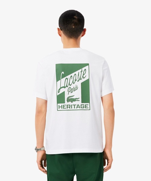 LACOSTE（ラコステ）の「ラコステパリバックプリントTシャツ（Tシャツ/カットソー・メンズ・ホワイト/グリーン・3/2/5/4）」の4枚目の写真