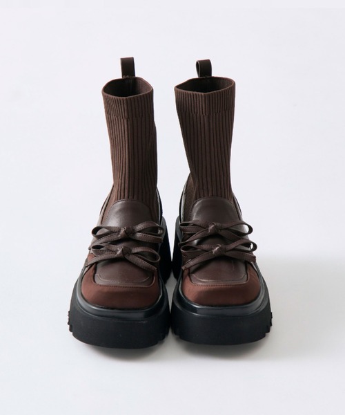 OLIVE des OLIVE（オリーブデオリーブ）の「リブニットダブルリボンローファー（ブーツ・レディース・ブラック/ブラウン・SMALL/LARGE/MEDIUM）」の11枚目の写真