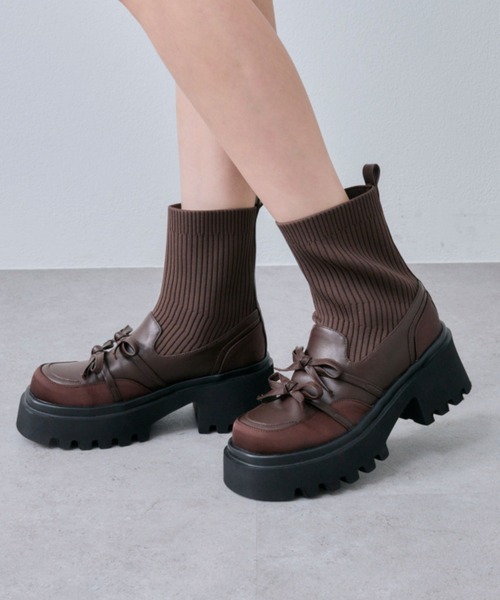 オリーブデオリーブ リブニットリボンローファー S OLIVE des OLIVE（オリーブデオリーブ）の「リブニットリボン