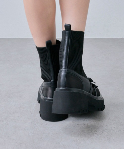 OLIVE des OLIVE（オリーブデオリーブ）の「リブニットダブルリボンローファー（ブーツ・レディース・ブラック/ブラウン・SMALL/LARGE/MEDIUM）」の10枚目の写真