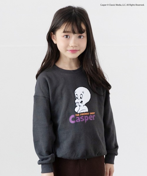 JAM & LINK(ジャムアンドリンク)の「〈キャスパー〉裏毛トレーナー(スウェット・キッズ・チャコールグレー/クリーム・100/110/120/130/140/150/160)」の2枚目の写真