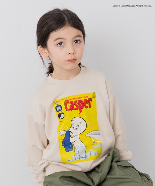 JAM & LINK(ジャムアンドリンク)の「〈キャスパー〉裏毛トレーナー(スウェット・キッズ・チャコールグレー/クリーム・100/110/120/130/140/150/160)」の1枚目の写真