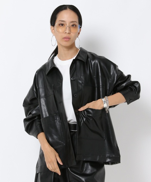 HEREIAM（ヘレイアム）の「【HEREIAM】選べる2素材！レザーカバーオール（その他アウター・レディース・ブラック/キャメル・FREE）」の7枚目の写真