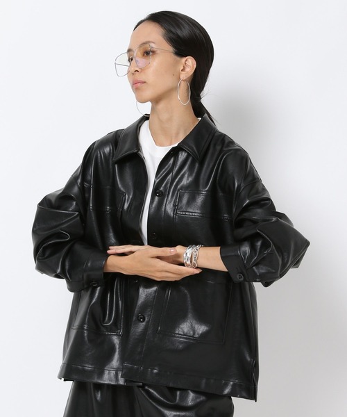 HEREIAM（ヘレイアム）の「【HEREIAM】選べる2素材！レザーカバーオール（その他アウター・レディース・ブラック/キャメル・FREE）」の10枚目の写真