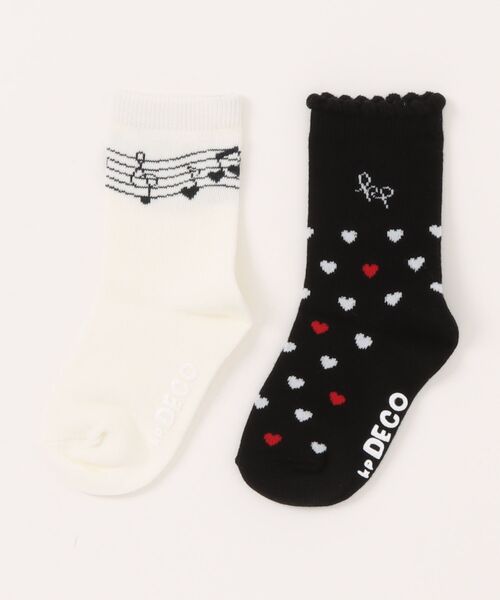 KP DECO（ケーピーデコ）の「音符・ロゴ 2Pソックス（ソックス/靴下・キッズ・ブルー/ブラック・14cm/16cm/18cm/20cm/22cm）」の2枚目の写真