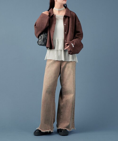 mystic（ミスティック）の「【3カラー展開！】フェイクスウェードショートブルゾン（ブルゾン・レディース・ベージュ/ブラウン/オリーブ・FREE）」の11枚目の写真