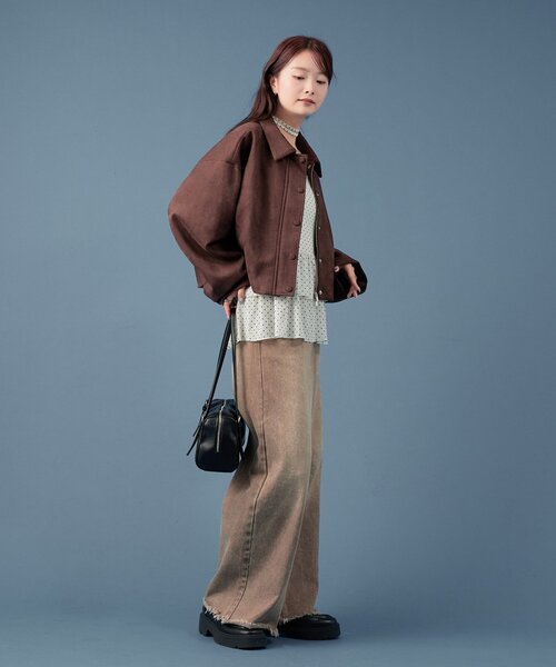 mystic（ミスティック）の「【3カラー展開！】フェイクスウェードショートブルゾン（ブルゾン・レディース・ベージュ/ブラウン/オリーブ・FREE）」の8枚目の写真