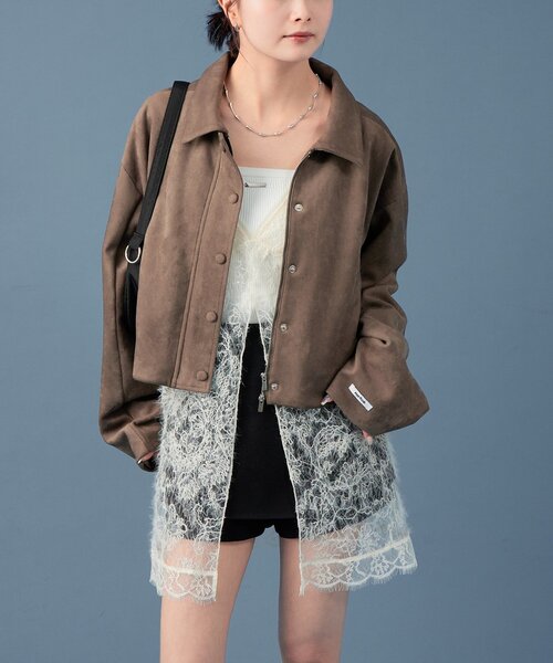 3カラー展開！】フェイクスウェードショートブルゾン（ブルゾン