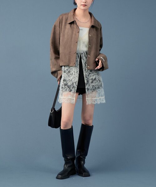 mystic フェイクスウェードショートブルゾン フェイクスウェードミニスカパン 3カラー展開！】フェイクスウェードショートブルゾン（ブルゾン