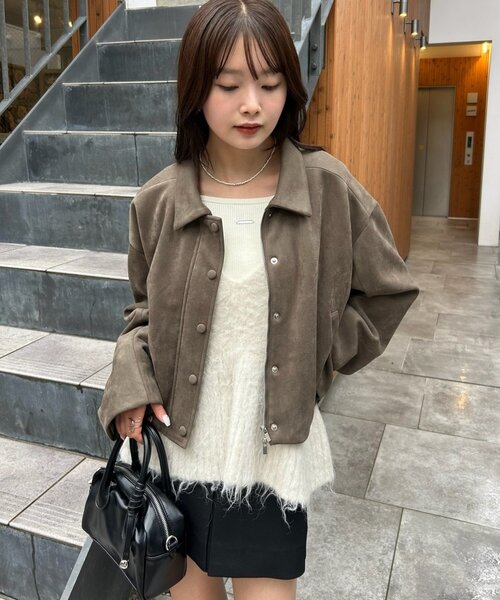 ♡新品タグ付き♡今期新作♡ショートブルゾン♡ 今すぐお届け可能！フェイクスウェードショートブルゾン（ブルゾン